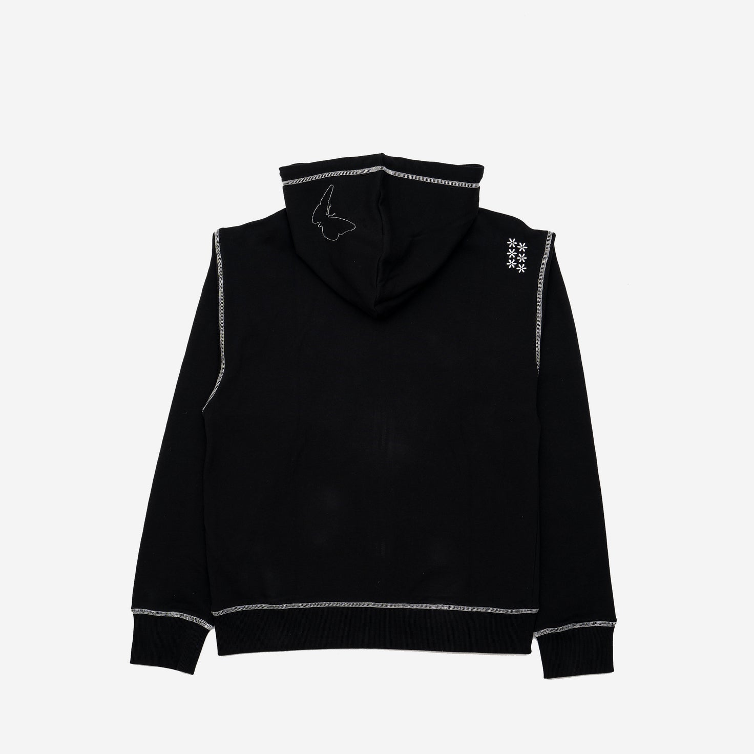 Black hoodie with white stitching hotsell